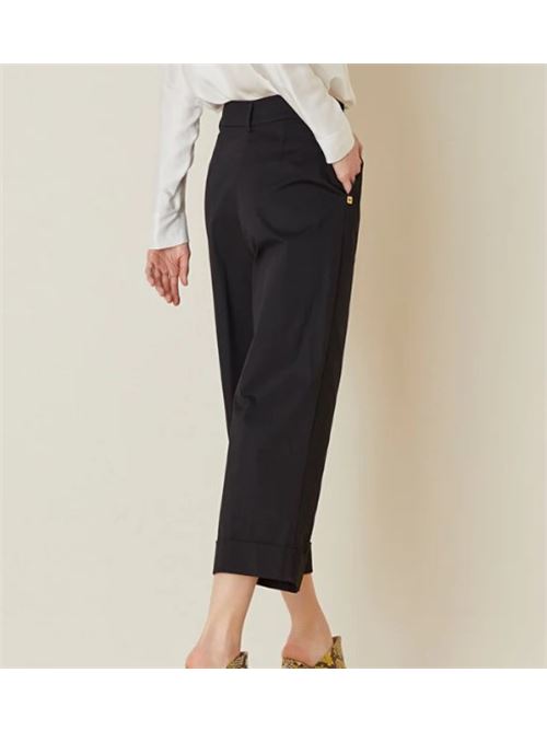 Manila Grace Pantalone cropped Nero MANILA GRACE | P168CU-MA001